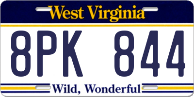 WV license plate 8PK844