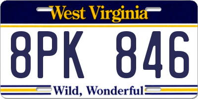 WV license plate 8PK846