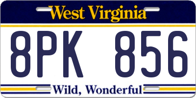 WV license plate 8PK856