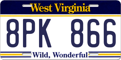 WV license plate 8PK866