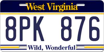 WV license plate 8PK876