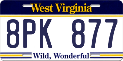 WV license plate 8PK877