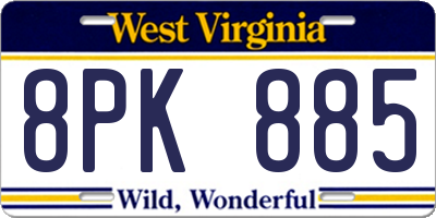 WV license plate 8PK885
