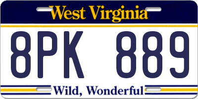 WV license plate 8PK889
