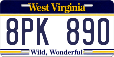 WV license plate 8PK890