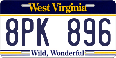 WV license plate 8PK896