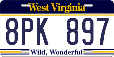 WV license plate 8PK897