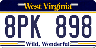 WV license plate 8PK898