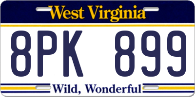 WV license plate 8PK899