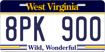 WV license plate 8PK900