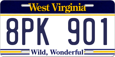 WV license plate 8PK901
