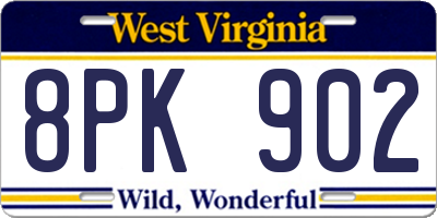 WV license plate 8PK902