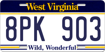 WV license plate 8PK903