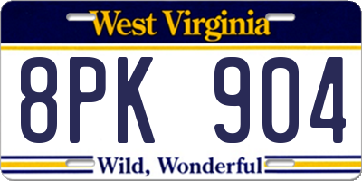 WV license plate 8PK904
