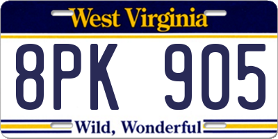 WV license plate 8PK905