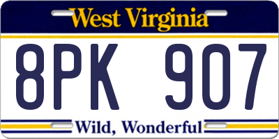 WV license plate 8PK907