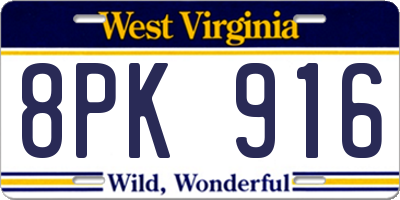 WV license plate 8PK916