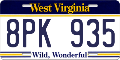 WV license plate 8PK935