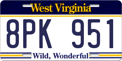 WV license plate 8PK951