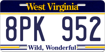 WV license plate 8PK952