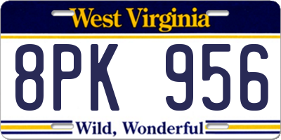 WV license plate 8PK956