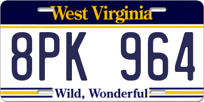 WV license plate 8PK964