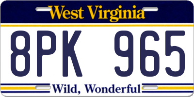 WV license plate 8PK965