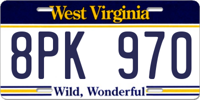 WV license plate 8PK970