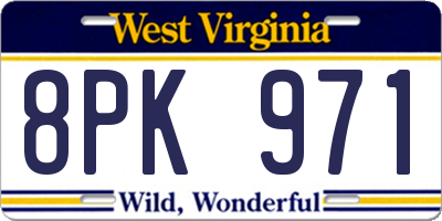 WV license plate 8PK971