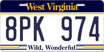 WV license plate 8PK974
