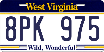 WV license plate 8PK975