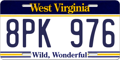 WV license plate 8PK976
