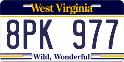WV license plate 8PK977