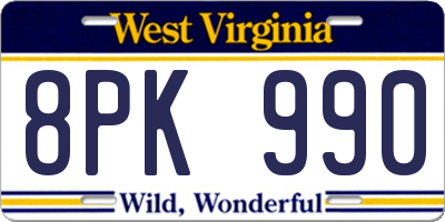 WV license plate 8PK990