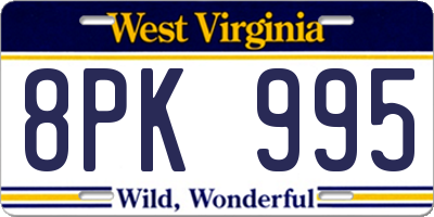 WV license plate 8PK995