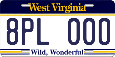 WV license plate 8PL000