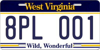 WV license plate 8PL001