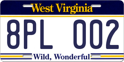 WV license plate 8PL002