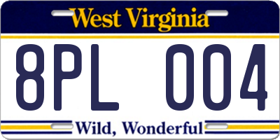 WV license plate 8PL004
