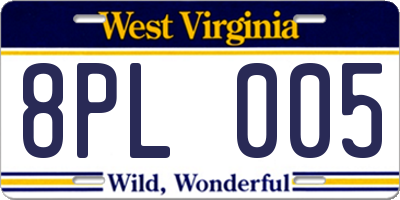 WV license plate 8PL005