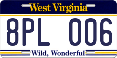 WV license plate 8PL006