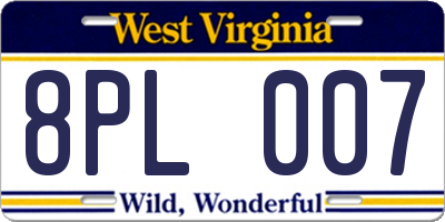 WV license plate 8PL007