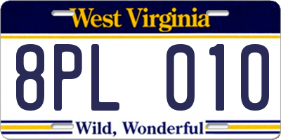 WV license plate 8PL010