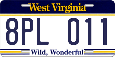 WV license plate 8PL011