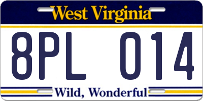 WV license plate 8PL014