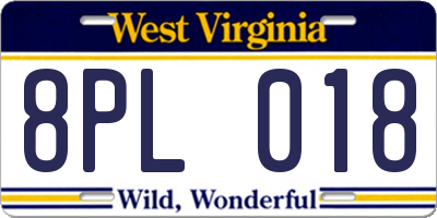 WV license plate 8PL018