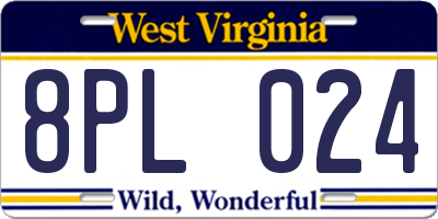 WV license plate 8PL024