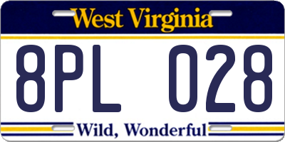 WV license plate 8PL028