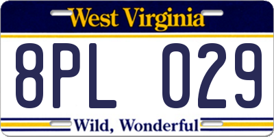 WV license plate 8PL029