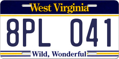 WV license plate 8PL041